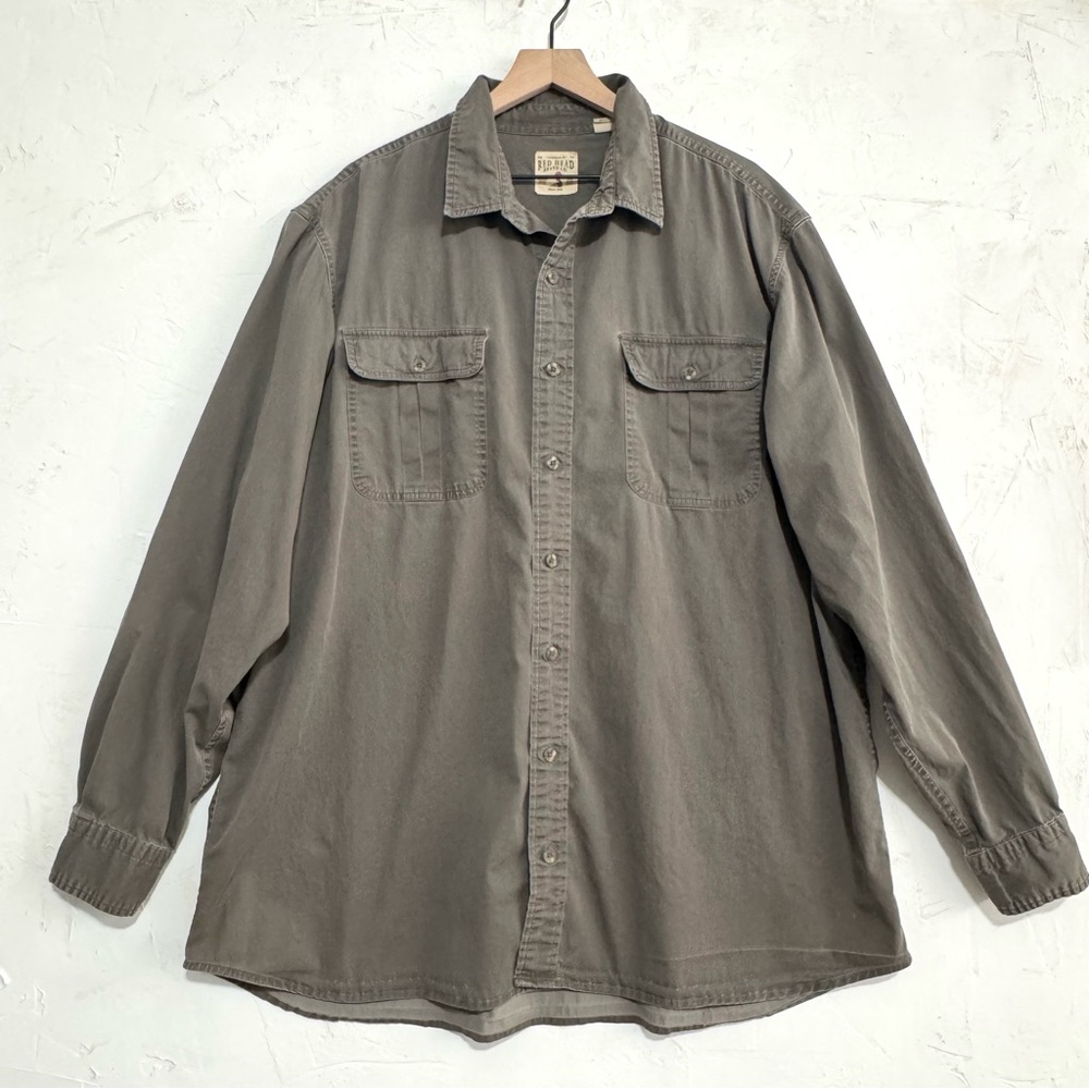 RedHead Faded Gray Work Shirt 2XT – Oversized Utility Button Up